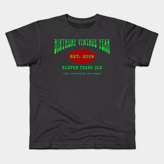 Birthday Vintage Year - Eleven Years Old Kids T-Shirt by The Black Panther